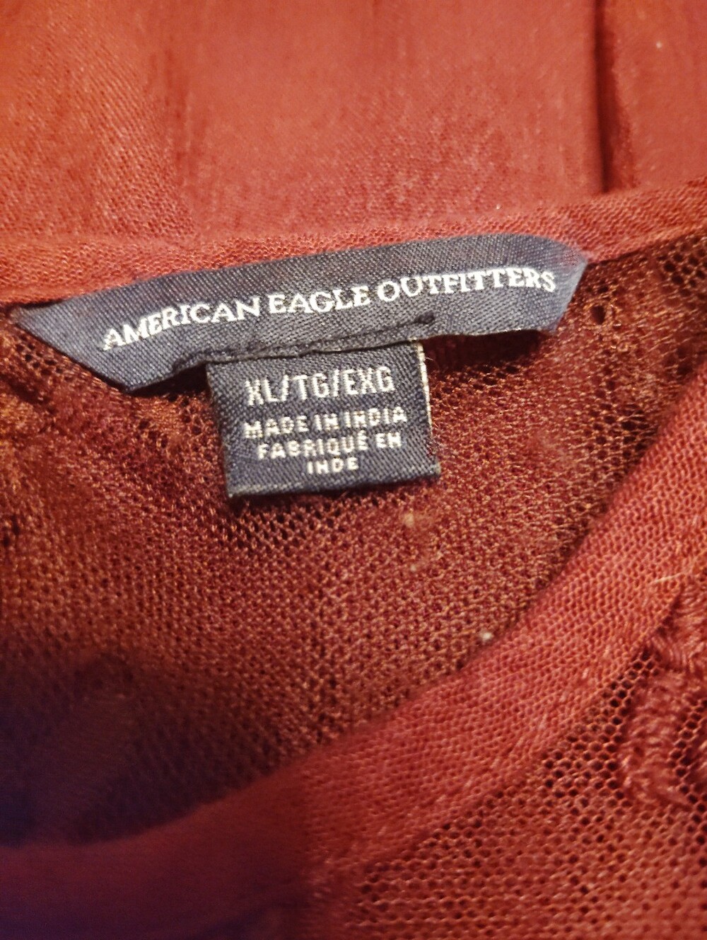 American Eagle Outfitters Burgundy Romantic Lace Boho Top XL EUC - Picture 6 of 7